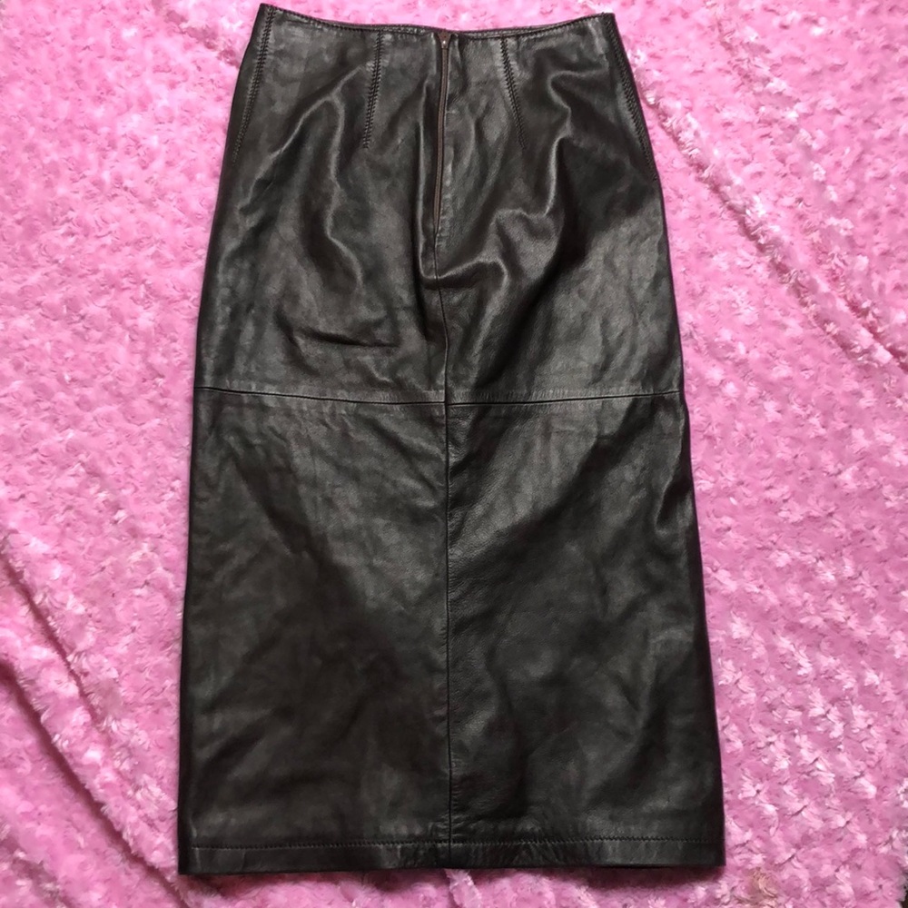 Armani brown leather pencil skirt size 2 vintage